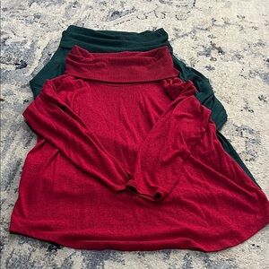 Apt. 9 Red and Green Cowl Neck Sweater